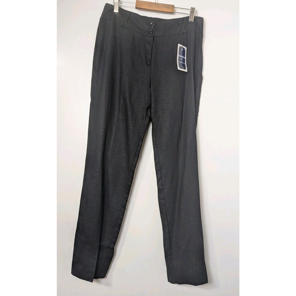 Chopin Roma Pants Womens Size 44 EU Black LINEN Blend Italy US 10 Waist 30" NEW
